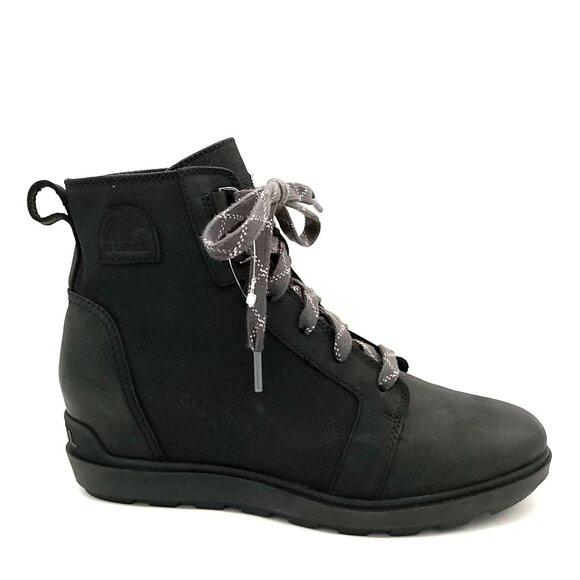 NEW Sorel Evie II NW Lace Up Boots Womens 10 Black Casual Outdoors Rugged - Picture 1 of 9